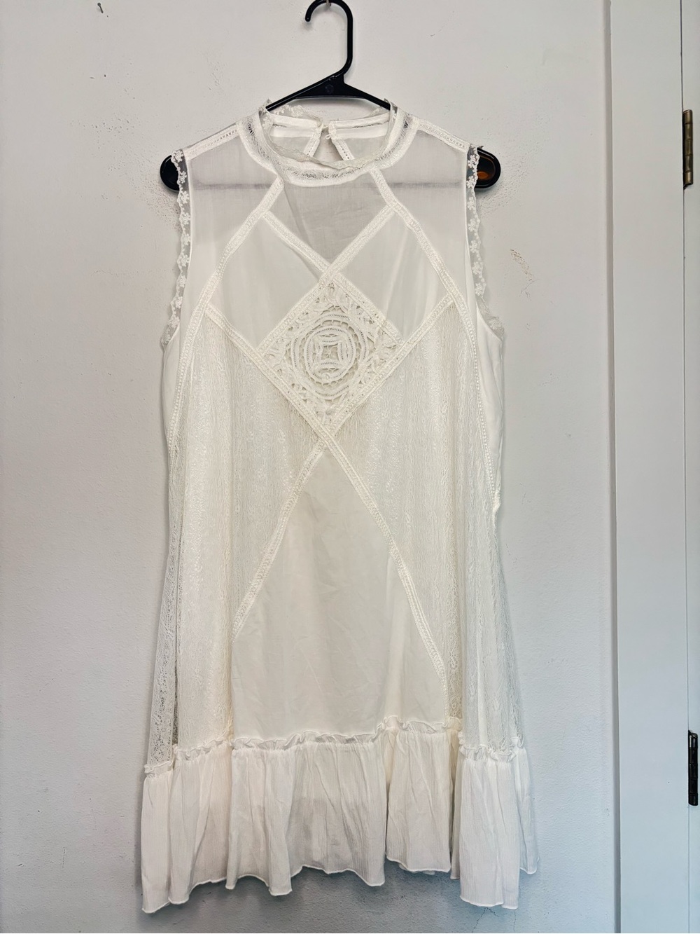 ALTAR’D STATE NWT WHITE MESH LACE RUFFLE MIDI DRESS SZ 2XL